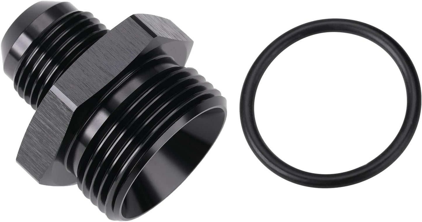 10AN Male Flare to 16AN ORB O-ring Boss Fuel Pump Rail Adapter Fitting Aluminum Black