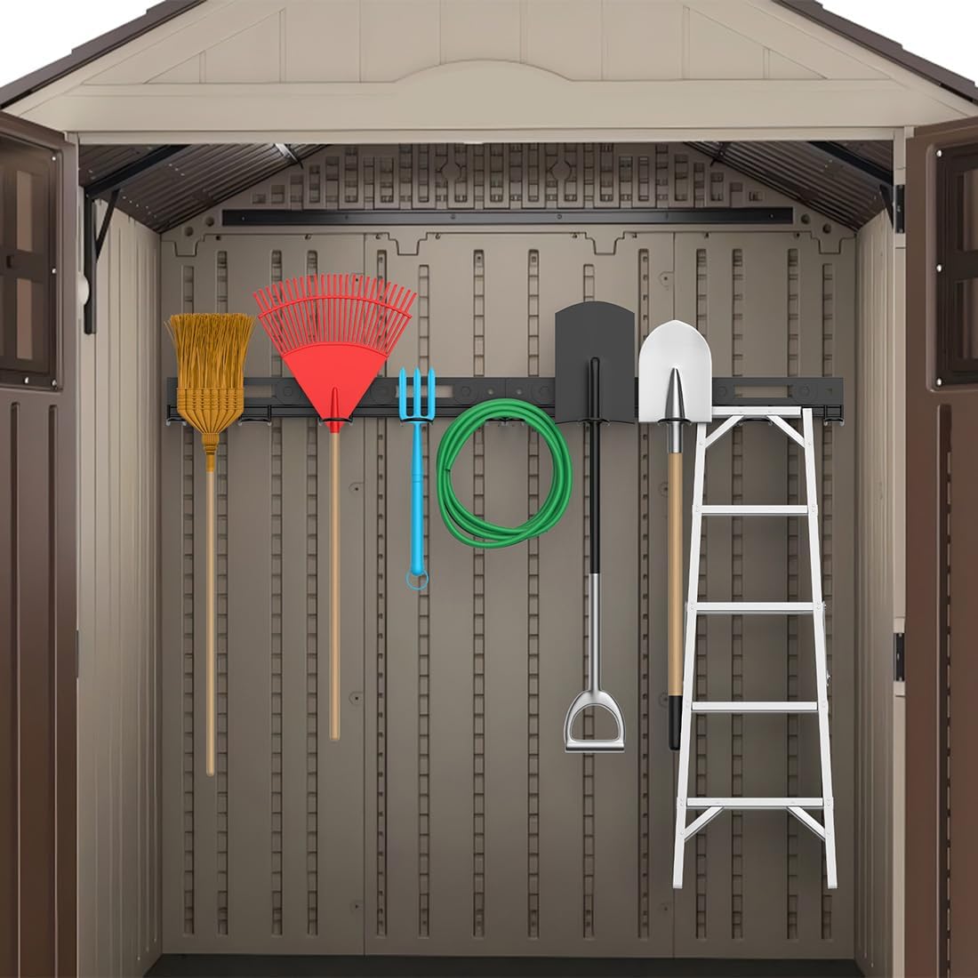 Garage Wall-Mounted Rack, Tool Storage Rack, Shed Shelf, Garden Tool Rack, Hanging Storage Rack for Yard Tools, for Suncast Shed Accessories (2-Pack)