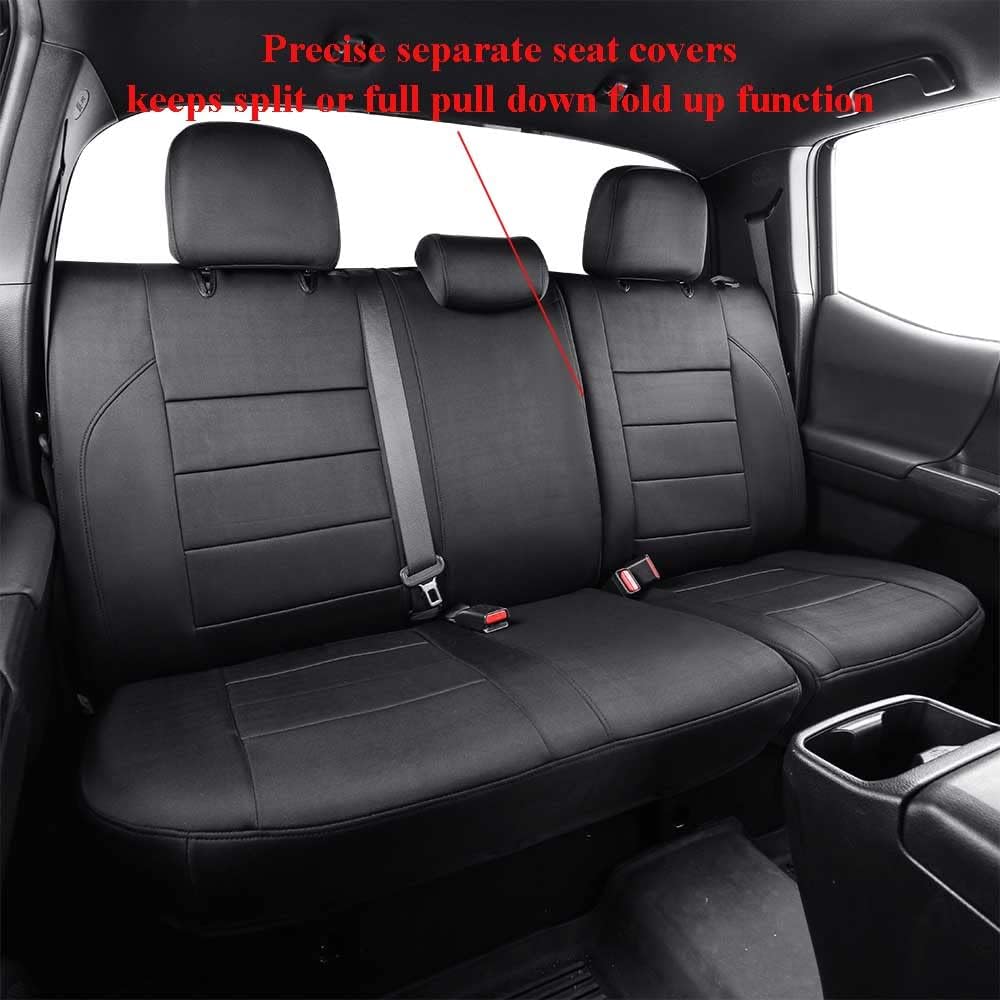 EKR Custom Fit Tacoma Neoprene Car Seat Covers for Select Toyota Tacoma 2012 2013 2014 2015 (Regular Seats)- Full Set,Neoprene (Black)