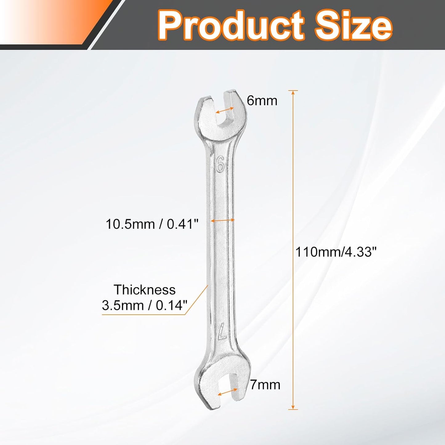 HARFINGTON Double Open End Wrench 6mm x 7mm Metric 15 Degree Offset Angle Small Flat Head Wrench Galvanizing Open Ended Spanner for Automotive Repair Furniture Assembly