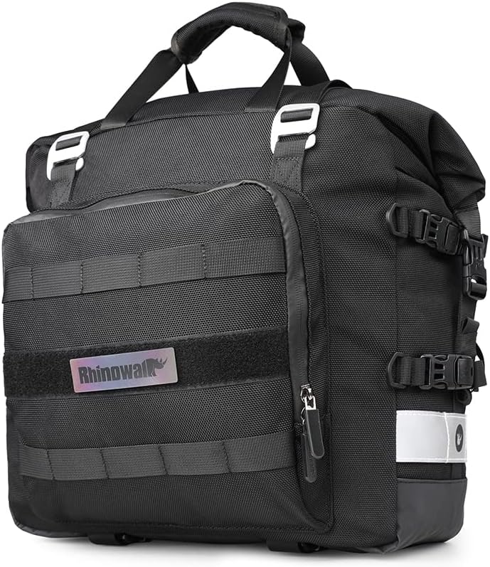 Rhinowalk Motorcycle Saddlebag Waterproof Motor Luggage Pack Quick Release Motorbike Side Bag 20L Fits Most Adventure and Sports Bike Motorcycle Racks(Black, 1 Pack)