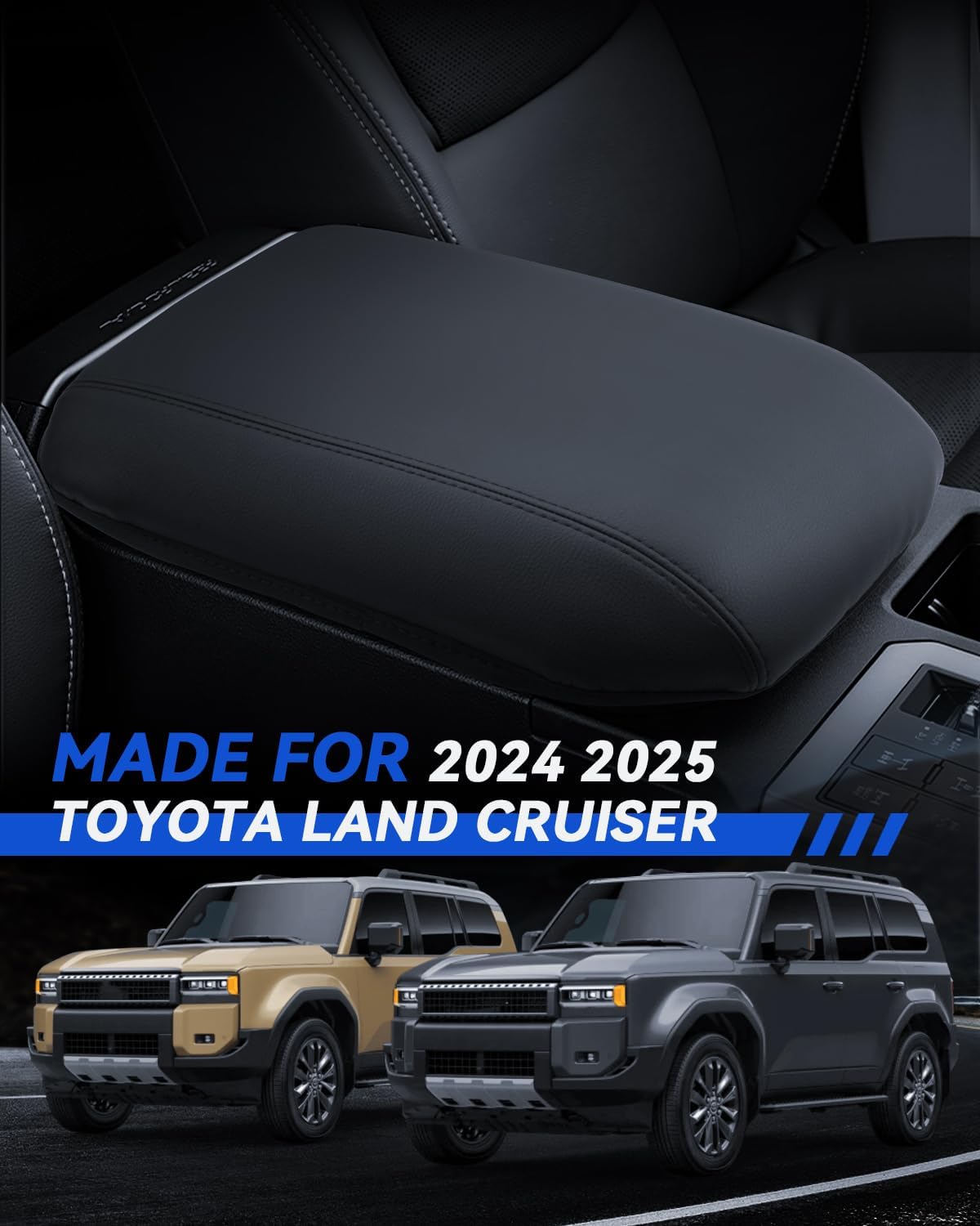 Armrest Cover for Toyota Land Cruiser 2024 2025 Accessories Center Console Middle Lid Pad Protector for Car Elbow Rest