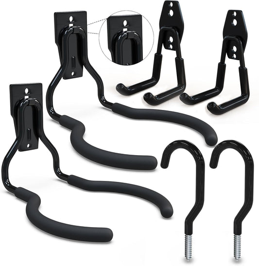 3-H Weed Eater Hanger 2 Pack,2 Garden Hose Holder,2 Screw in Hooks,Utility Weedeater Rack,Tool Hangers for Organizing and Hanging Weed Wacker,Leaf Blower,String Trimmer in Garden