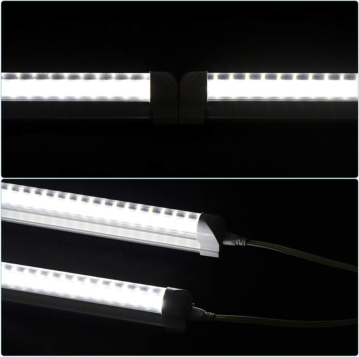 4 Pack,Led Shop Lights, 8FT Led Shop Light,144W 6000K 19500LM Clear White,Led Shop Light 8FT 110V Linkable Integrated 4 Row V-Shape for Shop Garage,Warehouse