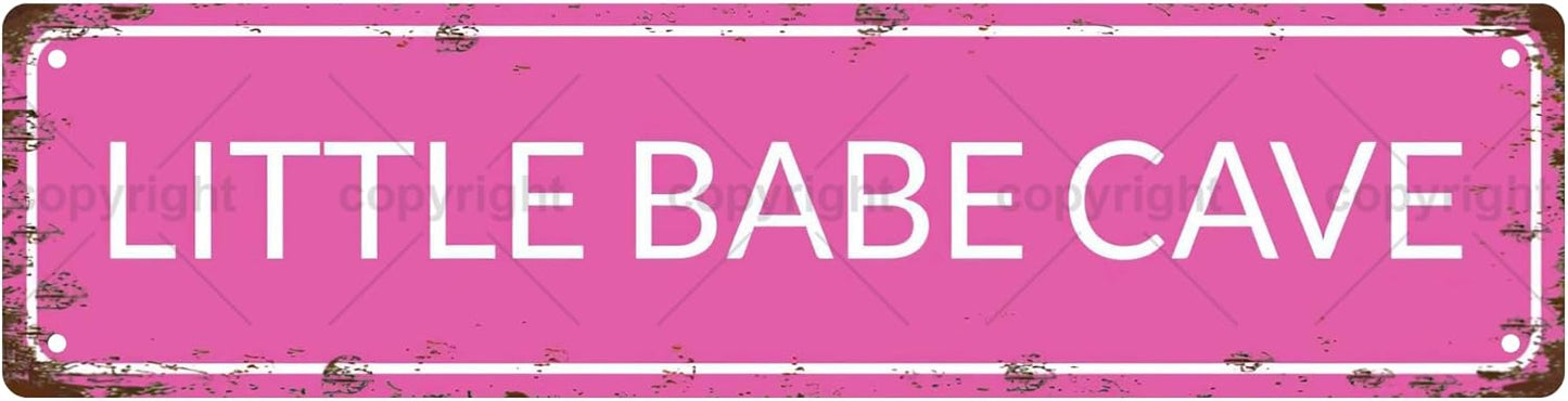 LITTLE BABE CAVE Vintage Metal Tin Sign, Street Sign, Home Decor, Room Decor, Wall Decor, Bathroom Decor, Bar Decor, Cafe Decor, Garage Decor, 16 x 4 Inch