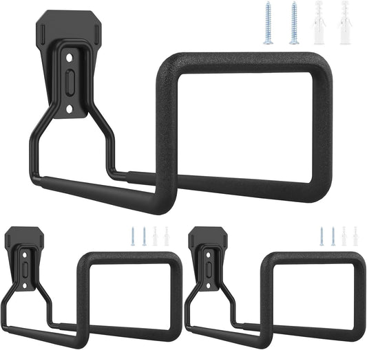 3PCS Metal Garden Hose Hook Heavy Duty Water Hose Hook Wall Mounted Garage Hook Sturdy Storage Bracket Stand Organizer 120lbs for Water Extension Cords Black