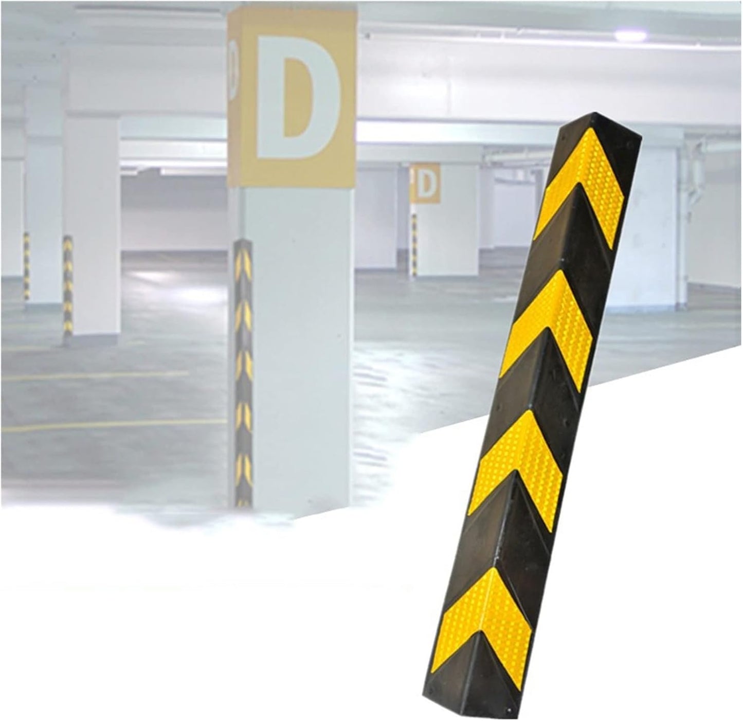 XPLKQXE Reflective Rubber Wall Corner Guard, Rubber Wall Protector Corner Protector, for Parking Protection Car Corner Guardrail Post (Color : Black+Yellow, Size : 12pcs)
