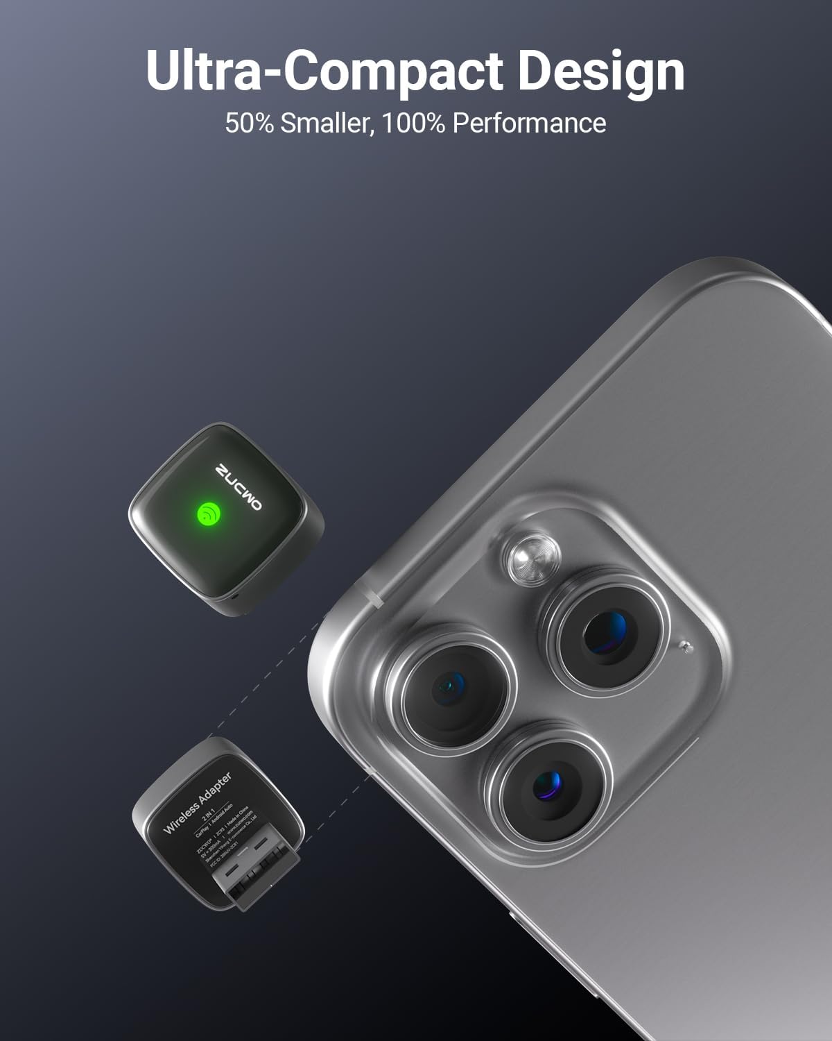 Mini Wireless CarPlay Adapter for Carplay and Android Auto 2-in-1 Mini USB Design for Cars, Plug and Play Converts Wired to Wireless CarPlay for iOS10+/Android 11+, Black