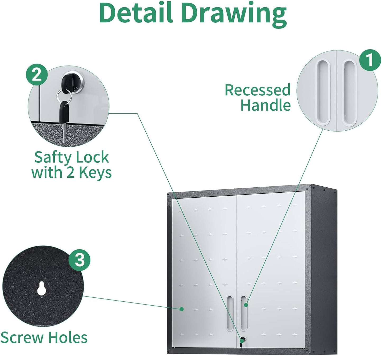 Metal Tool Cabinet,Garage Storage Cabinet System,Wall Cabinet & Locking Rolling Tool Cabinet with Doors and Adjustable Shelves,Steel Tool Cabinets for Home,Office (6 Pcs-StyleA, Black & Grey)