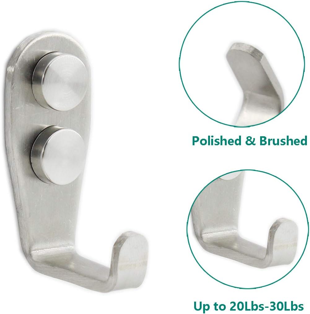 Stainless Steel Coat Hooks - Heavy Duty Metal Hangers for Hanging Towels, Keys, Hats - Kitchen & Bathroom Wall Mounted Hooks - Indoor & Outdoor - 8 Pack with Screws