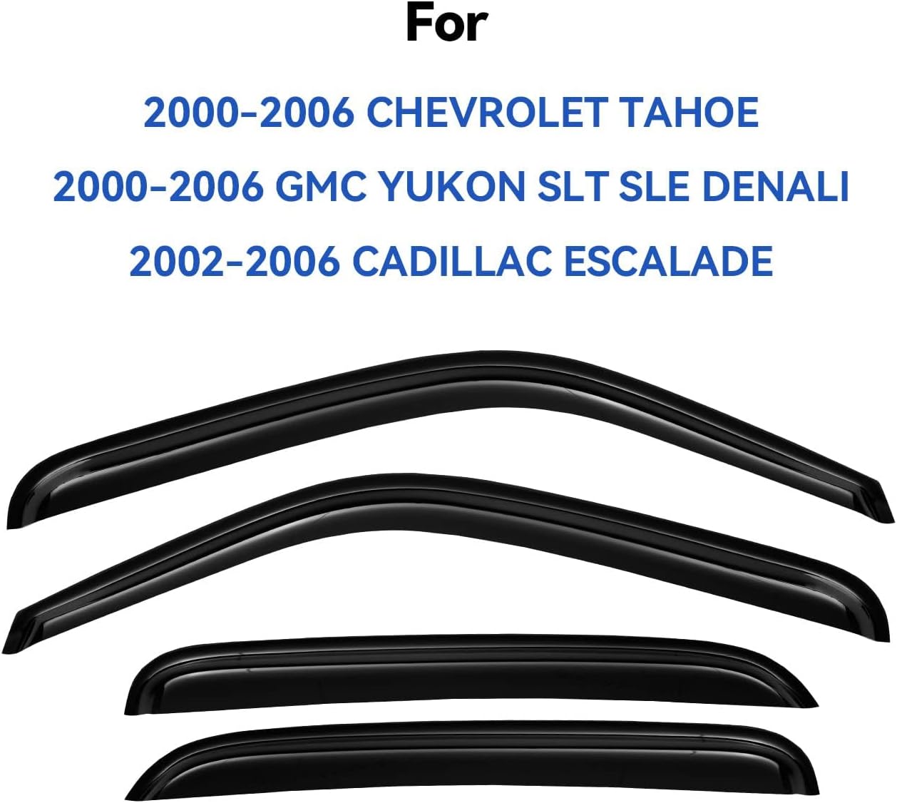 Window Visors Rain Guards for Chevy Tahoe/GMC Yukon 2000-2006, Out-Channel Window Vent Wind Deflectors Visors Shades for 2002-2006 Cadillac Escalade