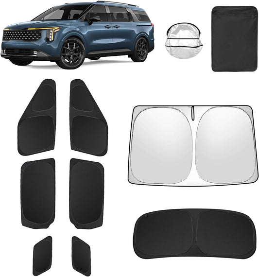 8pcs Car Window Shades for Kia Carnival 2022-2025 Accessories,Windshield Side Rear Full Sunshade,Sun Visor UV Blocking, Privacy Protection and Blackout for Camping Outdoor