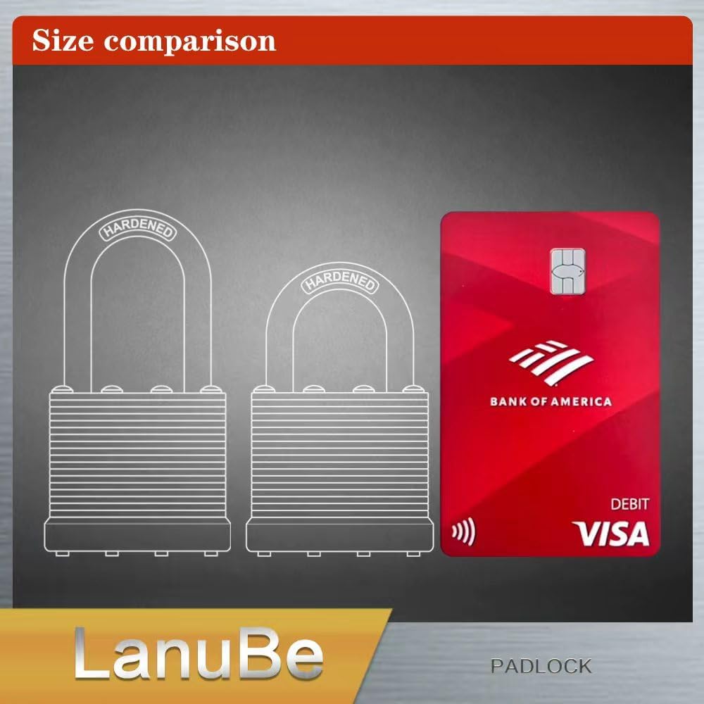 LanuBe Lock Laminated keyed Padlock (1-9/16", 40mm), keyed Alike Locks, Normal Shackle,Marked Black Plastic Hoop, Pack of 24