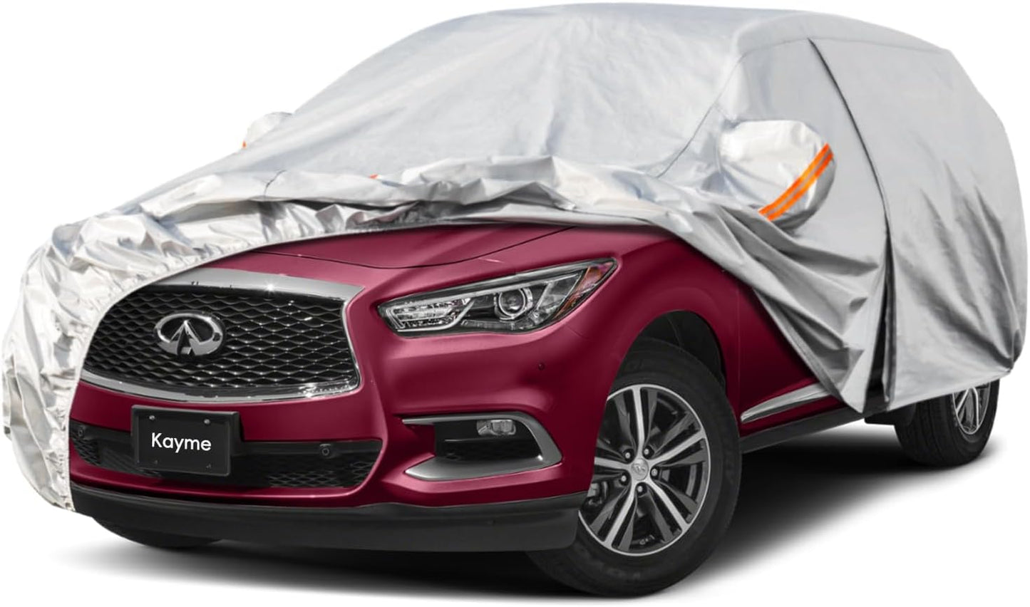 Kayme 6 Layers SUV Car Cover Custom Fit for Infiniti QX60（2013-2025） Waterproof All Weather for Automobiles, Outdoor Full Cover Rain Sun UV Protection.Silver