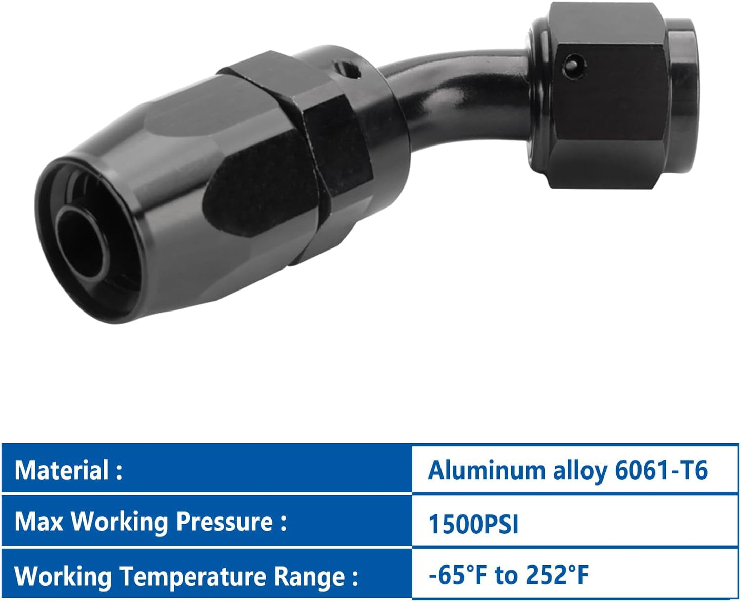 LokoCar 10AN Hose End Fitting 45 Degree Swivel For CPE Braided Hose Black 2Pcs