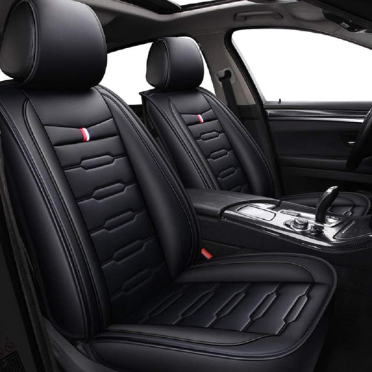 Seat Covers Full Set, Waterproof Leather Seat Covers for Cars, 5 Seats Universal Car Seat Protectors, Black Car Seat Covers Car Seat Cushions Fit for Most Cars (Black)