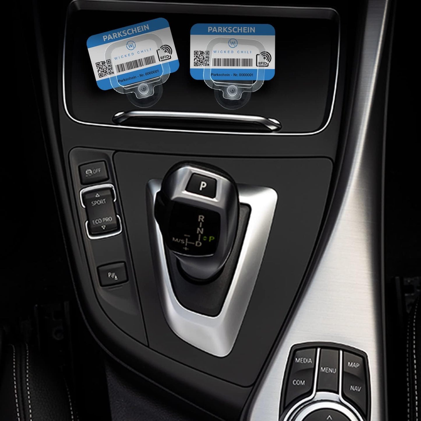 2X Parking Permit, Ticket and Note Holder for Car Windscreen, Clips with Removable Suction Cup, Avoid Parking fine, Set of 2 (Made in Germany) Transparent