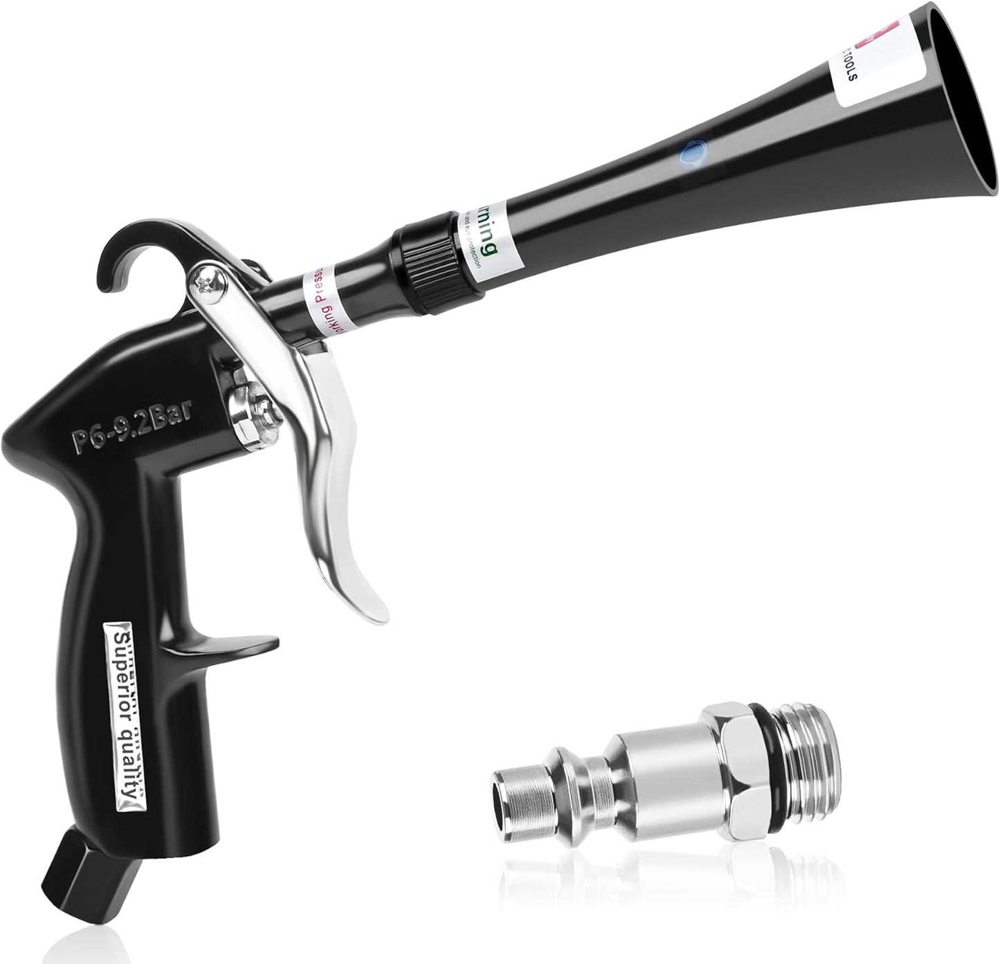 Air Blow Gun Car Detailing Dry Cleaning Gun with Tapered Nozzle High Pressure Cleaning Tool, Dryer Blower for Car Surfaces Quickly Blasts Dust, Works with Air Compressor, Black