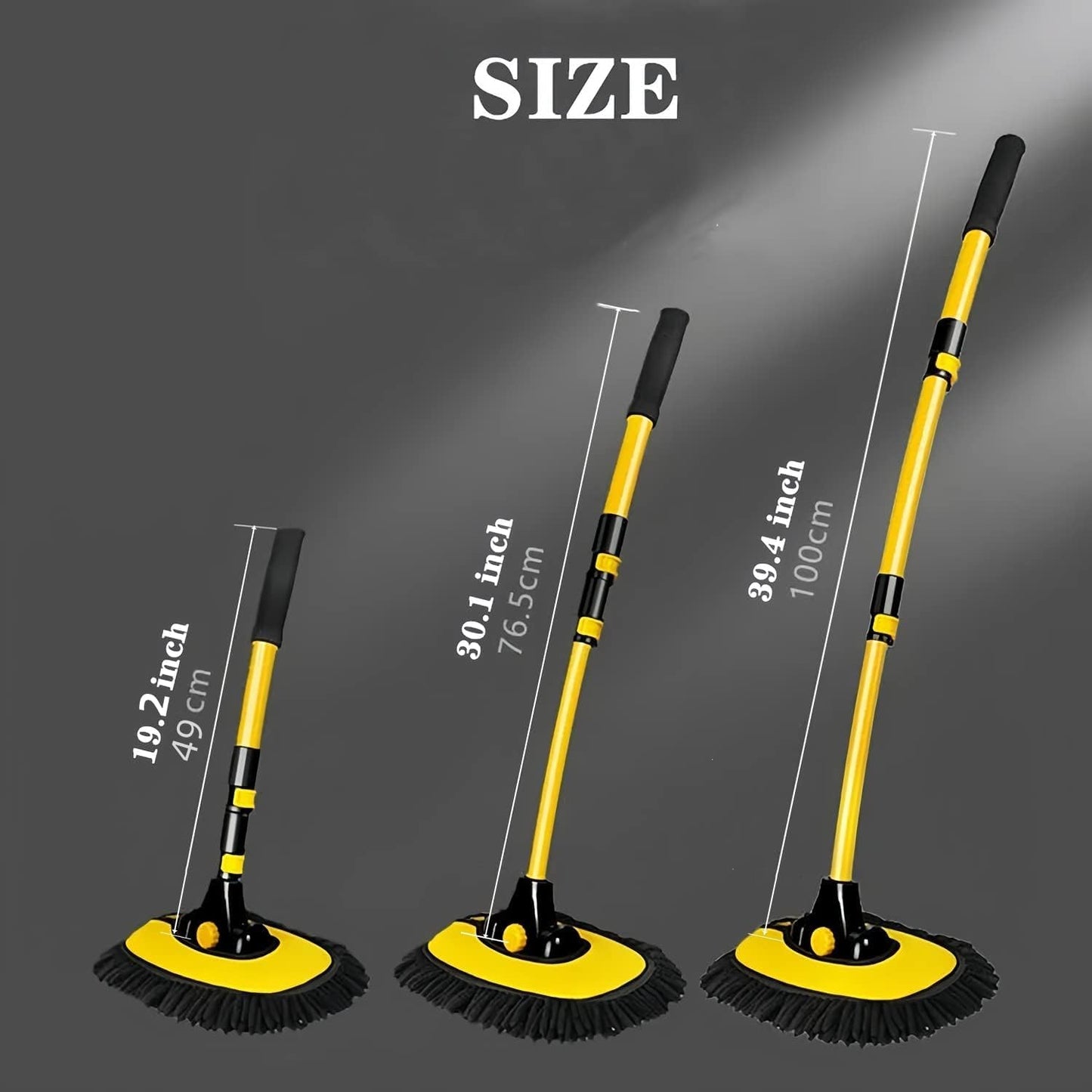 Upgrade Car Wash Brush Mop with Long Handle,Chenille Microfiber Car Wash Brush Car Cleaning Brush Kit Car Wash Mop Supplies Car Washing Brush with Scratch-Free Replacement Head