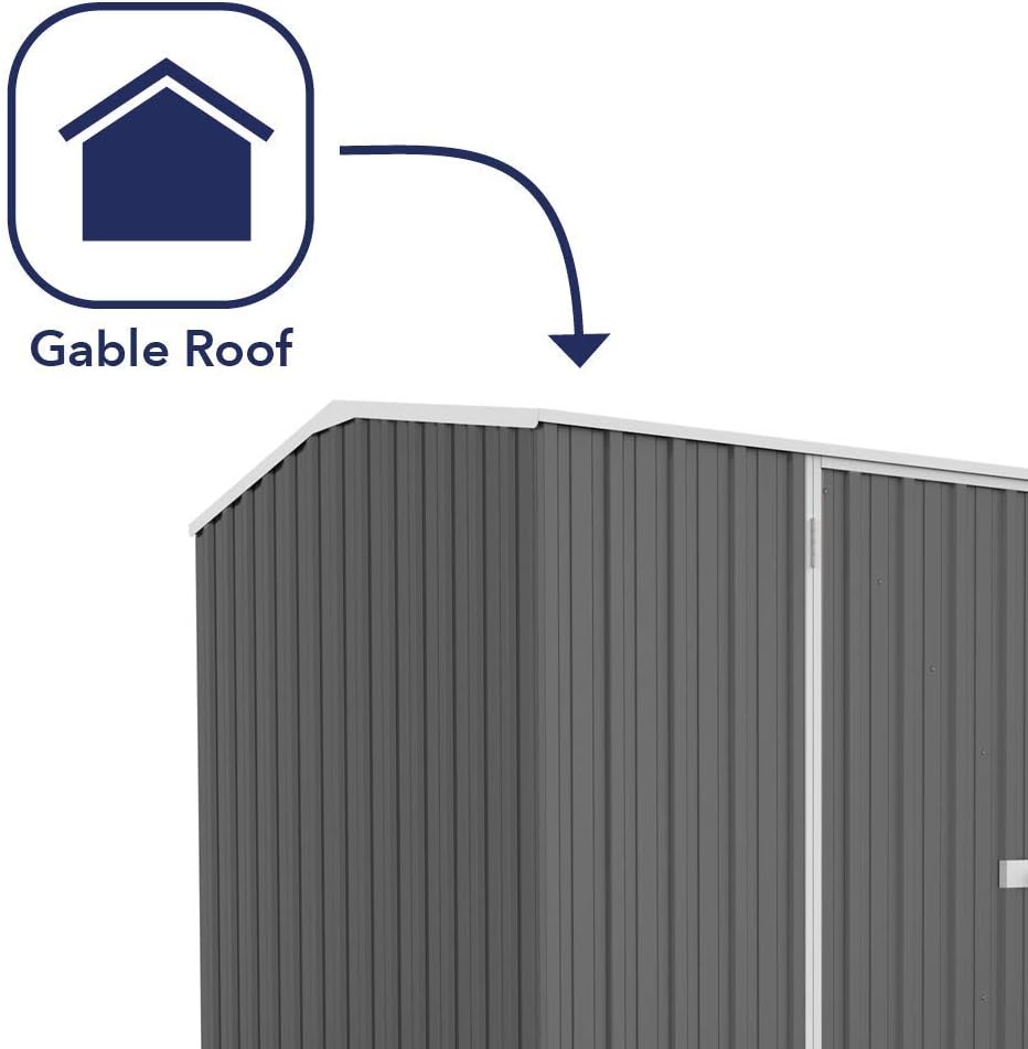 Premier Storage Sheds, 10'x7' Metal Garage, DIY Backyard Shed, Utility Tool Storage, Weather & Wind Resistant Aluminum Panels & Steel Frame, Maintenance-Free, 12 Year Warranty, Woodland Gray