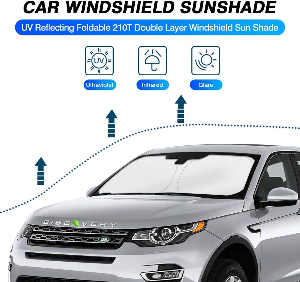 KUST Windshield Sun Shade for Land Rover Discovery Sport 2014-2019 Accessories Custom Fit Sunshade Foldable Window Sun Visor Protector Blocks UV Rays Keep Your Car Cooler