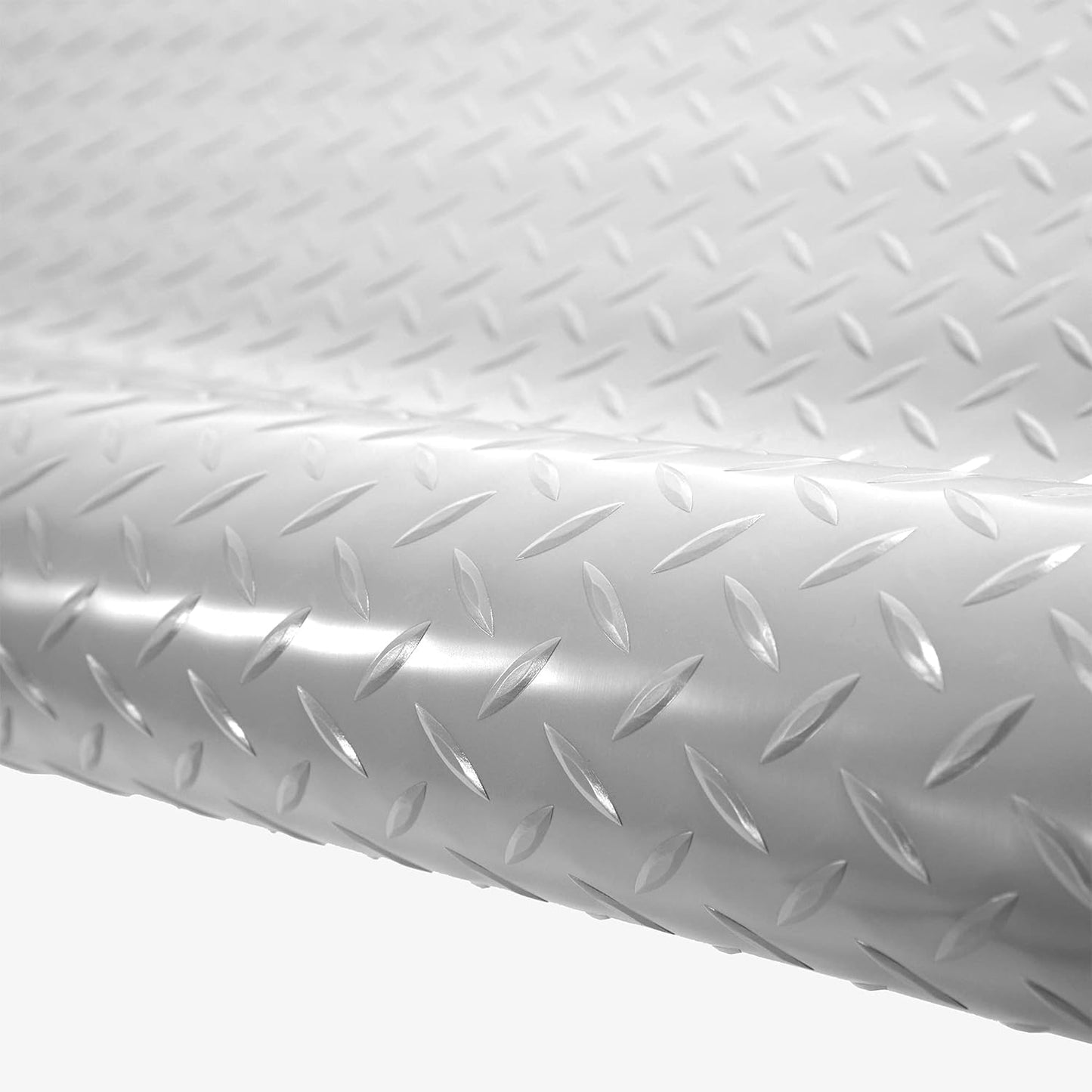 IncStores 2.5mm Thick Commercial-Grade Nitro Roll Garage Floor Mat | Flexible Vinyl Floor Mat for a Stronger and Safer Garage, Workshop, or Trailer | Diamond-Plate, Stainless Steel, 10' x 50'