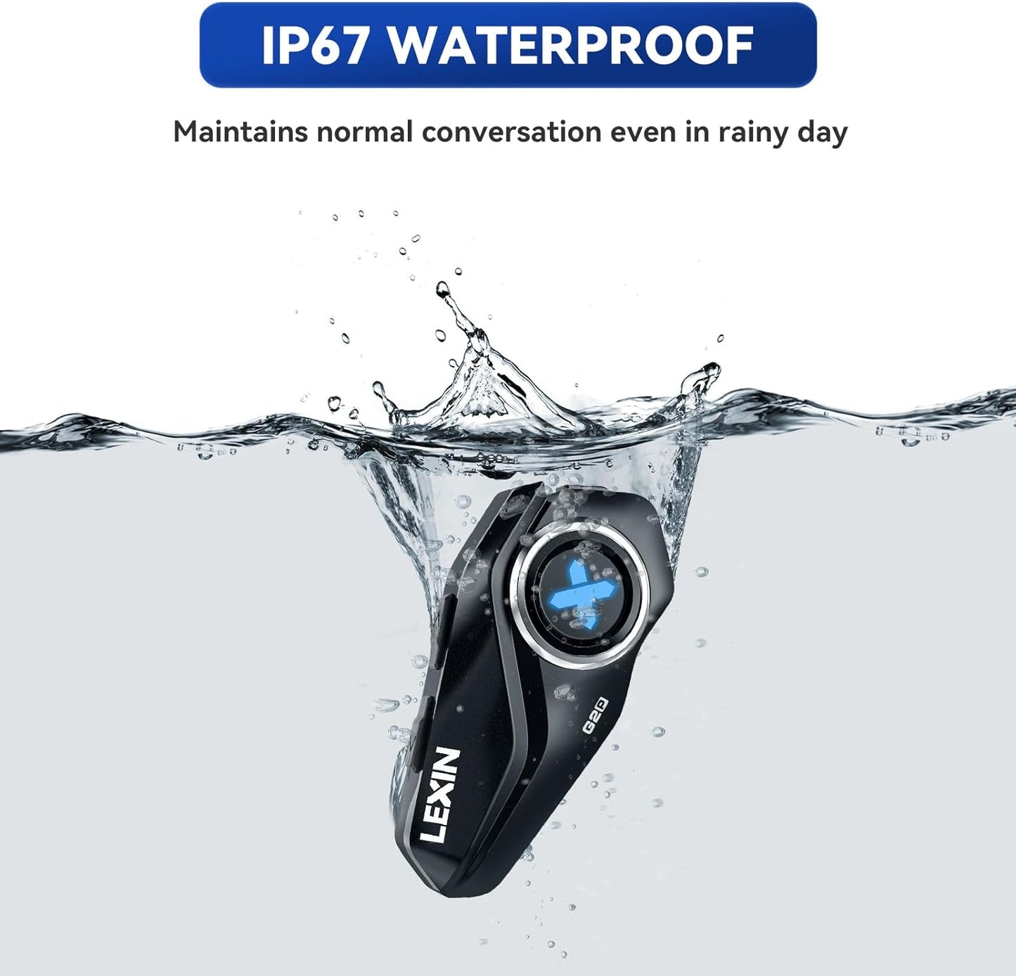 LEXIN G2P Motorcycle Helmet Bluetooth Headset, Group Intercom Communication System, FM Radio/ 6 Shells/Universal Pairing/Private Talk/Noise Cancellation, Fit for Snowmobile/ATV, 1 Pack