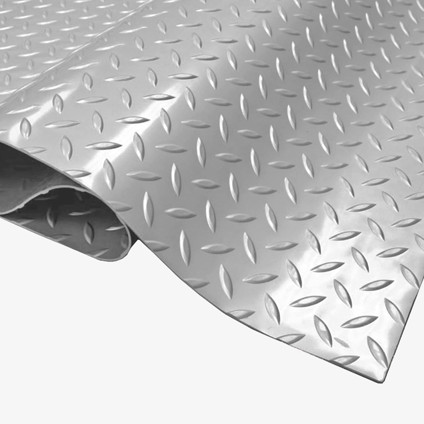 IncStores 2.5mm Thick Commercial-Grade Nitro Roll Garage Floor Mat | Flexible Vinyl Floor Mat for a Stronger and Safer Garage, Workshop, or Trailer | Diamond-Plate, Stainless Steel, 7.5' x 100'