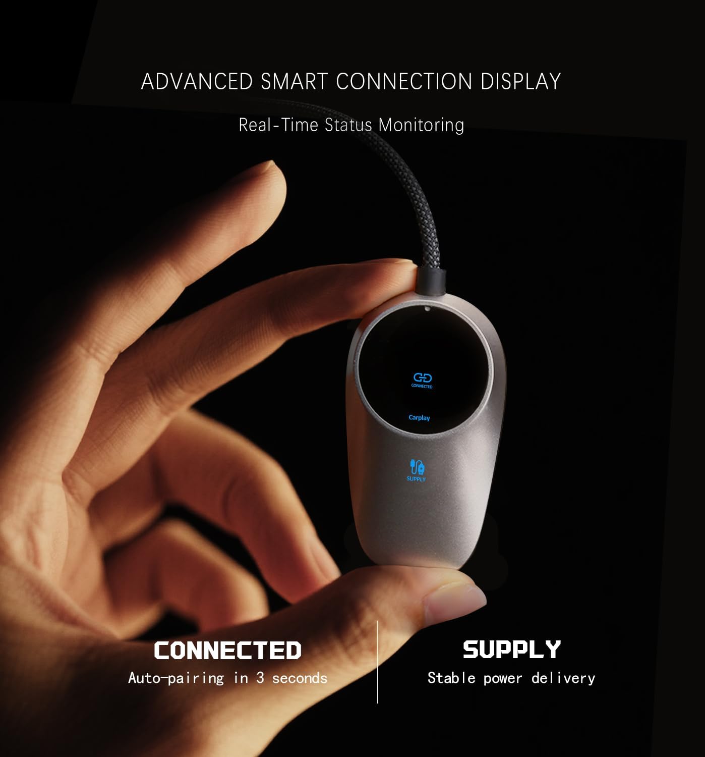 Wireless CarPlay Adapter for iPhone with LED Display 2025 Upgrade, Convert Wired to Apple Wireless CarPlay Adapter, Stable Control & No Delay CarPlay for iOS 10+ & Cars from 2015+, Space Silver