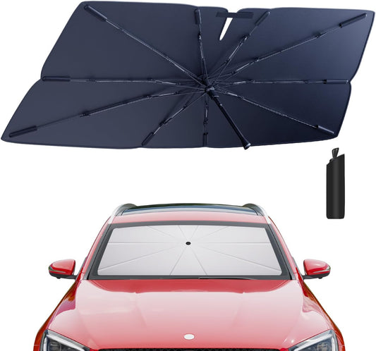 Windshield Sun Shade Umbrella Compatible with 2023-2025 Mercedes Benz GLC Accessories: Custom Fit 210T Silver, Foldable Sunshade Front Window Sun Visor, Blocks UV Rays, Keeps Car Cool for 300, 350e