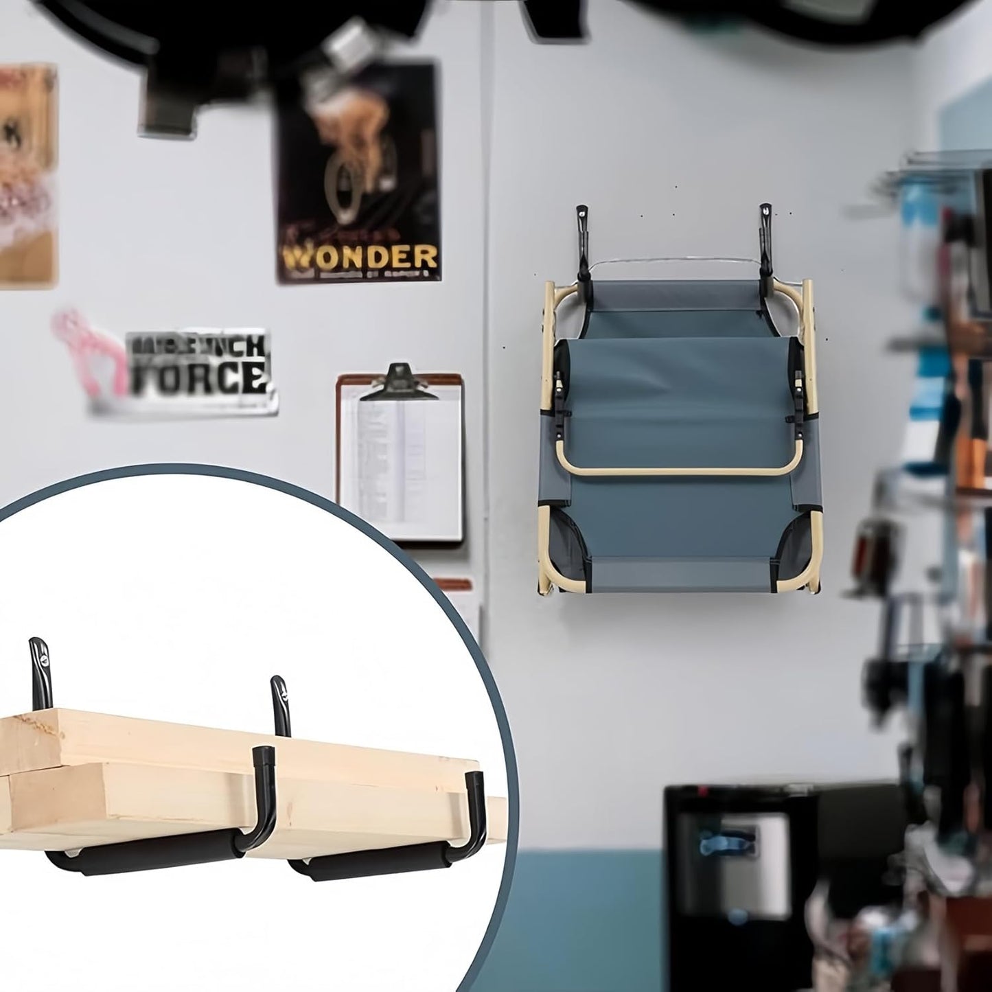 CROISSANT 2Pack Garage Storage Ladder Hook, Suitable for Kayak Hangers for Garage Wall, Heavy Duty Hooks for Hanging 50 lbs