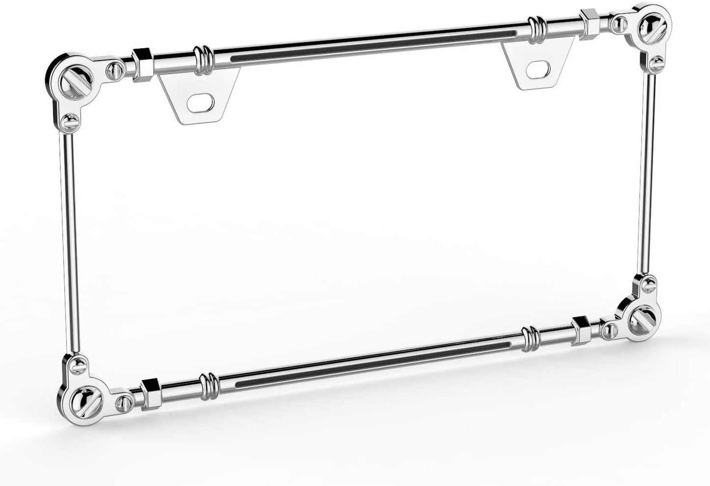 Creathome 3D Chrome License Plate Frames, Pure Zinc Alloy Metal with Screw Pattern