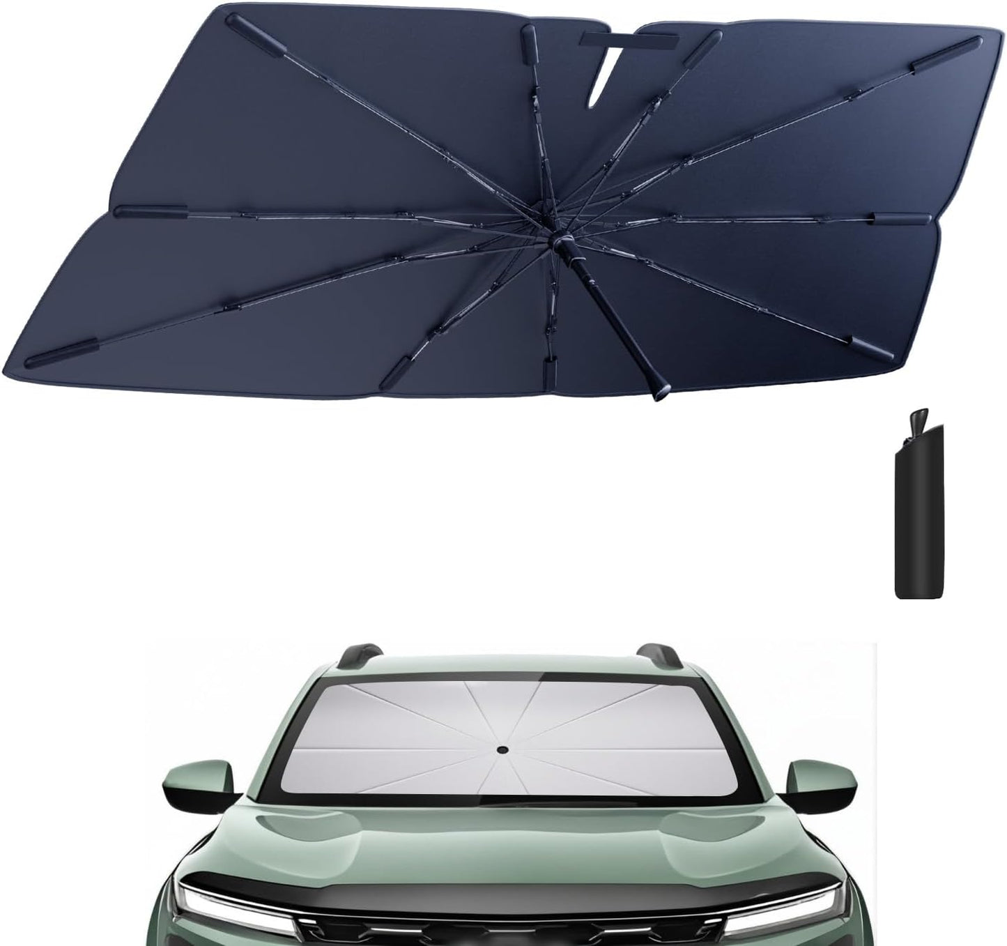 Windshield Sun Shade Umbrella Compatible with 2013-2023 Chevy Trax Accessories: Custom Fit 210T Silver, Foldable Sunshade Front Window Sun Visor, Blocks UV Rays, Keeps Car Cool for LS, LT, LTZ