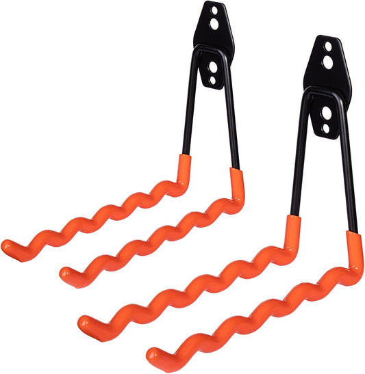 2 Packs Garage Wall Hooks,Wall-Mounted Heavy Duty Hanger Metal Badminton Racket Holder, Tennis Racket Holder Organizer, Hooks for Cables, Ropes and Hoses,Extension Cord Holder (Orange)
