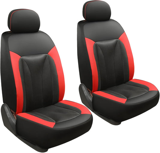 GIANT PANDA Front Car Seat Cover Custom Fit Toyota, 3D Air Mesh Car Seat Covers for Toyota Rav4 Camry Highlander Corolla Prius (Red+Black) 2-Pack