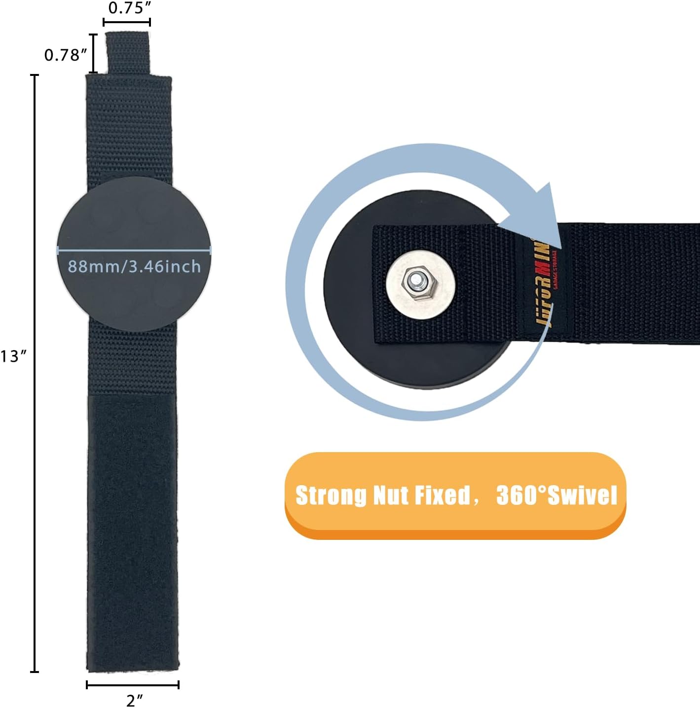 Heavy Duty Magnetic Hook, Magnetic Tool Holder, Magnetic Garage Hooks, Extension Cord Strap for Cable, Rope, Wire Storage in Garage,Workshop,RV,Pick-up(Dia.3.46" Magnet * 2Pcs)