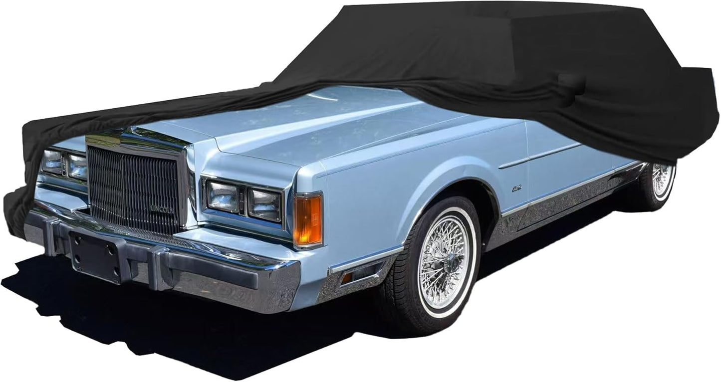 Soft Stretch Old Classic Car Cover Custom-fit for Lincoln Town Car 1981-1997 Full-Size Luxury Sedans Accessories for Indoor Underground Garage Car Show & Storage Dust Protection 219.2in