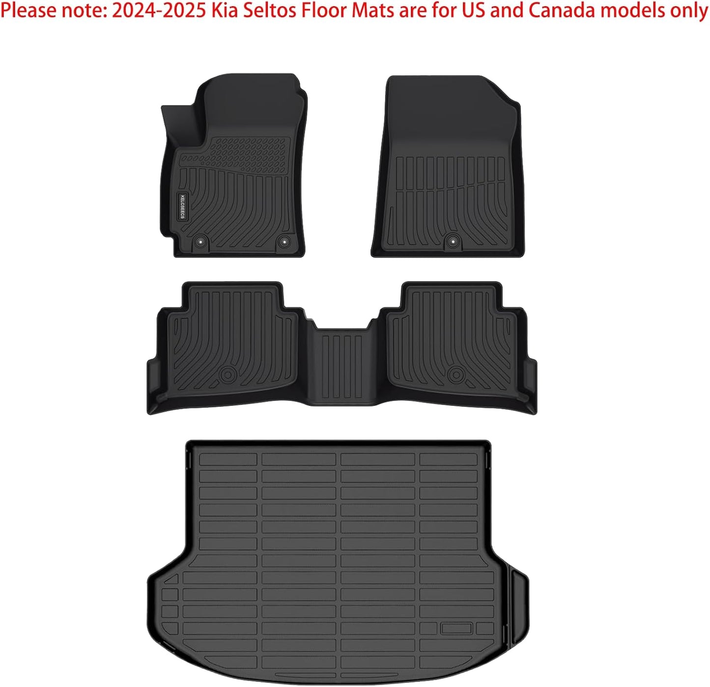 KELCSEECS Floor Mats & Cargo Liner Custom for 2024 2025 2026 Kia Seltos(Cargo Liner Only Fit The Upper Layer),All Weather Protection Anti-Slip TPE Floor Liners Full Set Kia Seltos Accessories Black