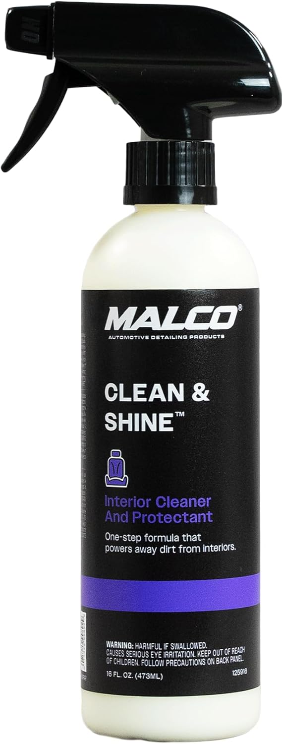 Malco Clean & Shine Interior Car Cleaner and Dressing – Restore Leather, Plastic and Vinyl Surfaces in Your Vehicle/Clean, Condition and Protect in 1 Simple Step / 16 oz. (125916)