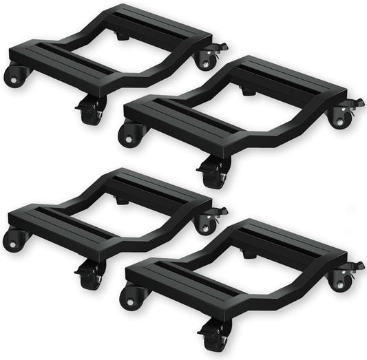 I'EZONK Industrial Stainless Steel Car Dolly Set of 4-6,800lb/3,084kg Capacity | Pro Vehicle Mover w/Locking Brakes | U-Shaped Design for Cars/SUVs/Trucks & Trailers