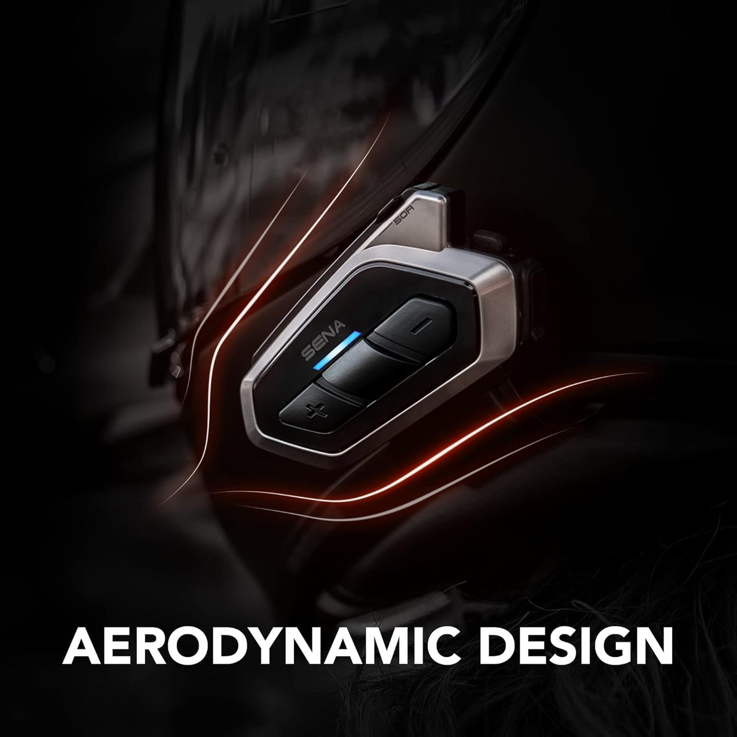 Sena 50R 3-Button Motorcycle Bluetooth Headset w/Sound by Harman Kardon Integrated Mesh Intercom System Premium Microphone & Speakers, Dual Pack