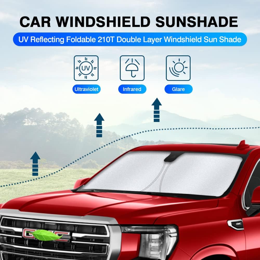 KUST Windshield Sun Shade fit for 2021-2025 Chevrolet Suburban/Chevy Suburban/GMC Yukon XL Accessories, Sun Visor Protector Foldable Blocks UV Rays Keep The Car Cooler