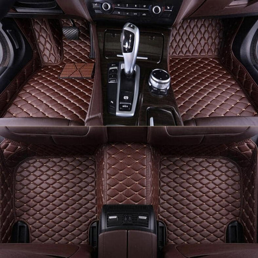 Custom All-Weather Protection Luxury Leather Floor Mats for Cars SUVs Trucks According Anti-Slip Leather Floor mats ﻿ (16,Dark Brown)