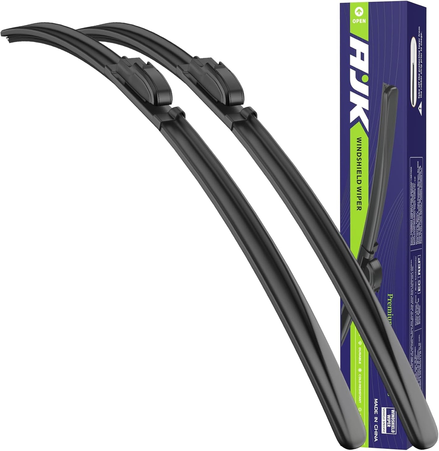 AJK Wiper Blades for Chevrolet Malibu 2016 2017 2018 2019 2020 2021 2022 2023 2024, 2 Piece All Weather OEM Quality Automotive Replacement Windshield Wiper Blades for My Car