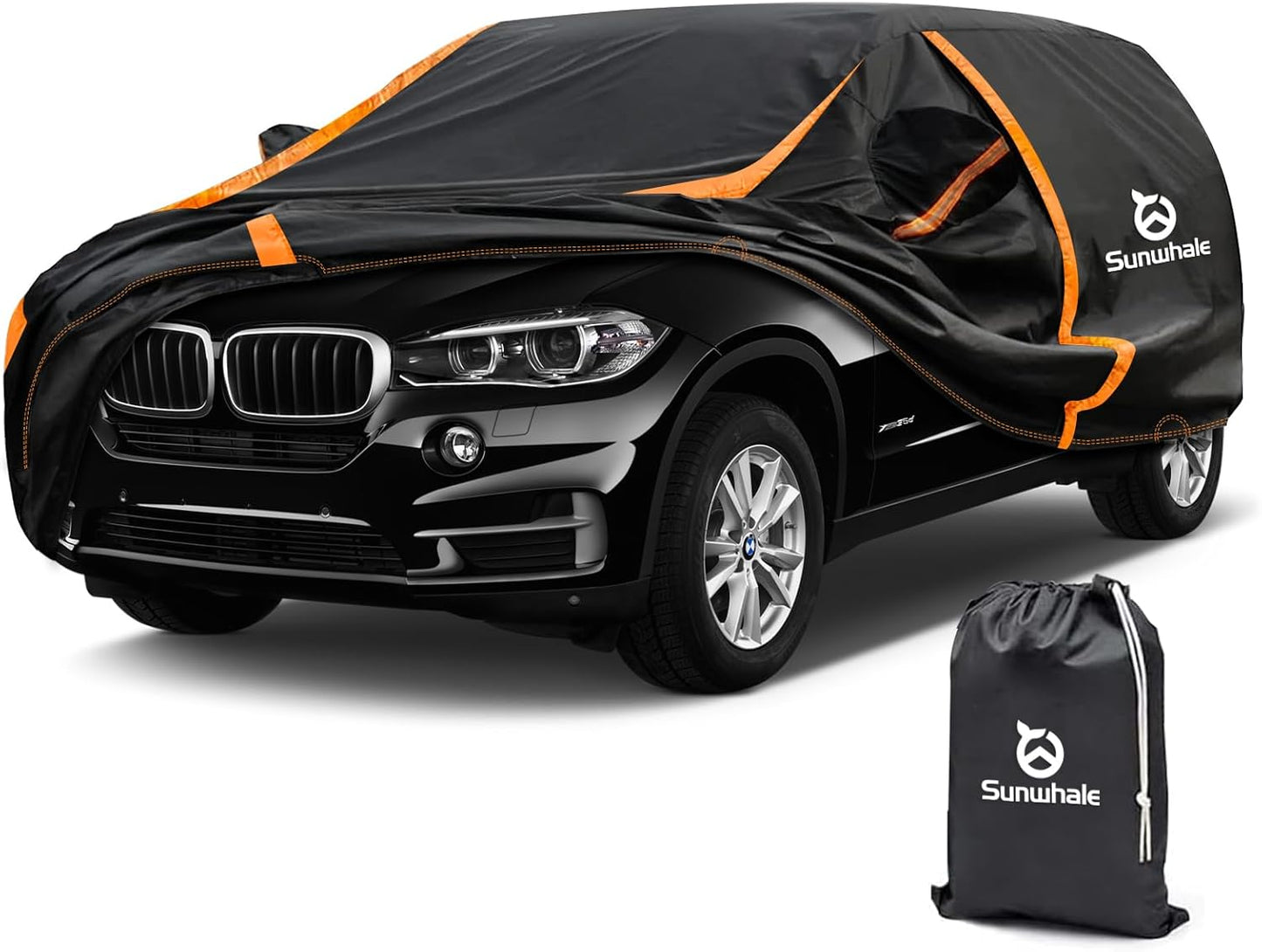 Car Cover Waterproof All Weather for SUV Automobiles UV Protection Snowproof Rain Sun with Door Zipper Full Exterior Outdoor Full Car Cover Universal Fit Up to 187"