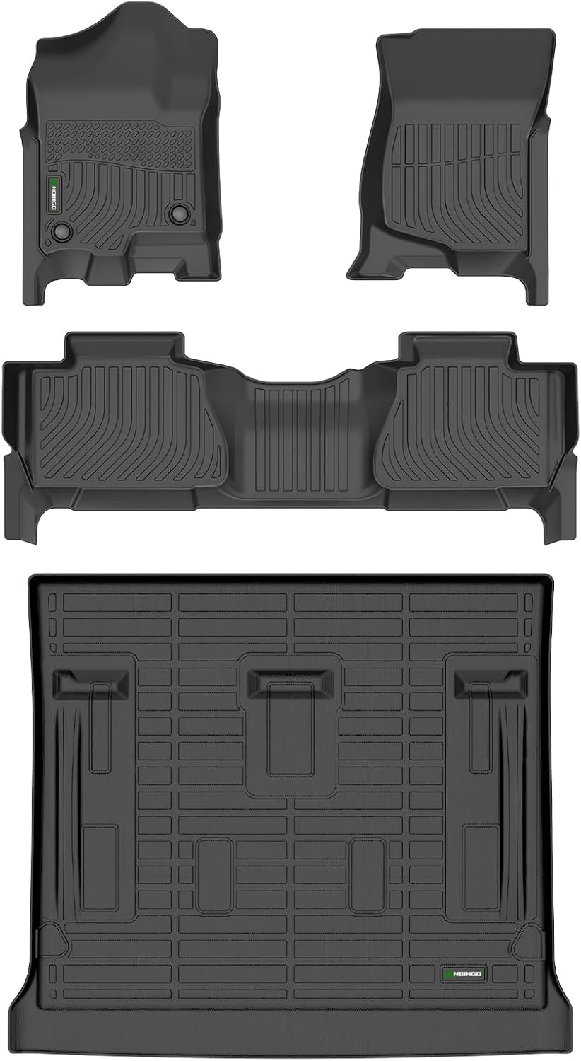 ANBINGO®Floor Mats Fit for Chevy Tahoe/GMC Yukon (NO XL) 2007-2014&Cargo Liners All Weather Mats for Chevy Tahoe TPE Car Mat Rugs for GMC Yukon Rubber Trunk Carpet for Tahoe Automotive Accessories