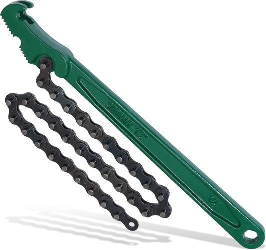 12 Inch Heavy-Duty Ratcheting Chain Wrench, Adjustable Oil Filter Pliers For Truck & Car, Pipe Wrench Multi-Purpose Remover Tool