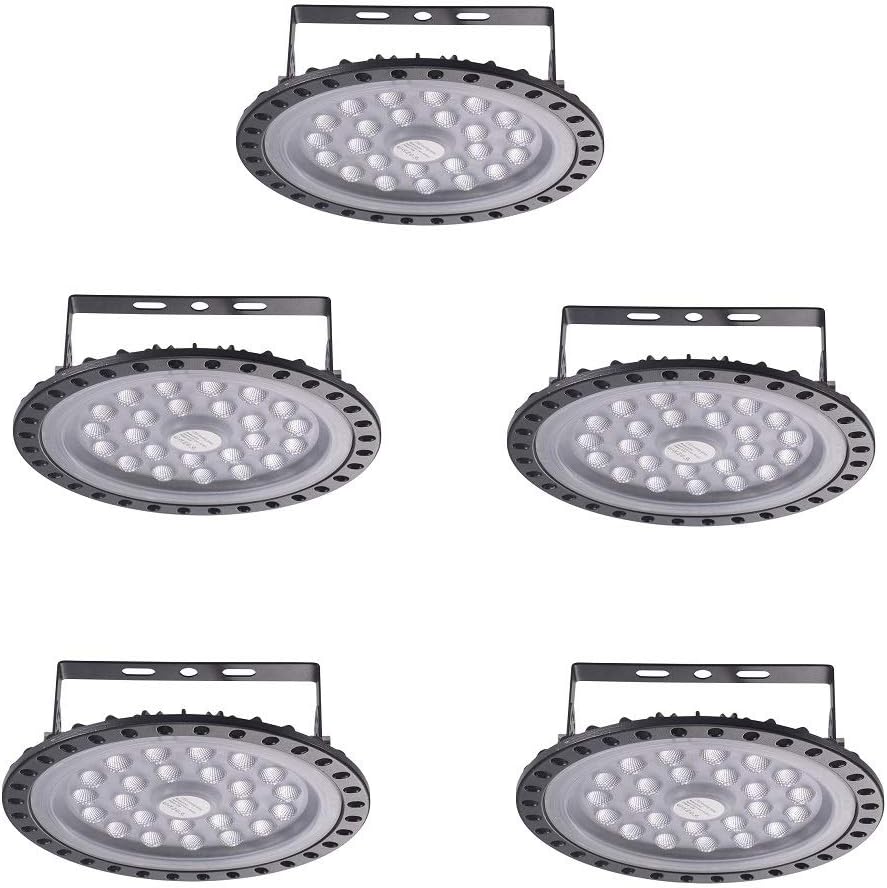 Viugreum 5 PACK 100W UFO LED High Bay Light, 10000LM 6500K Daylight White LED Warehouse Lighting, Alternative to 500W MH/HPS, IP65 Waterproof Commercial Bay Lighting for Garage Barn Workshop