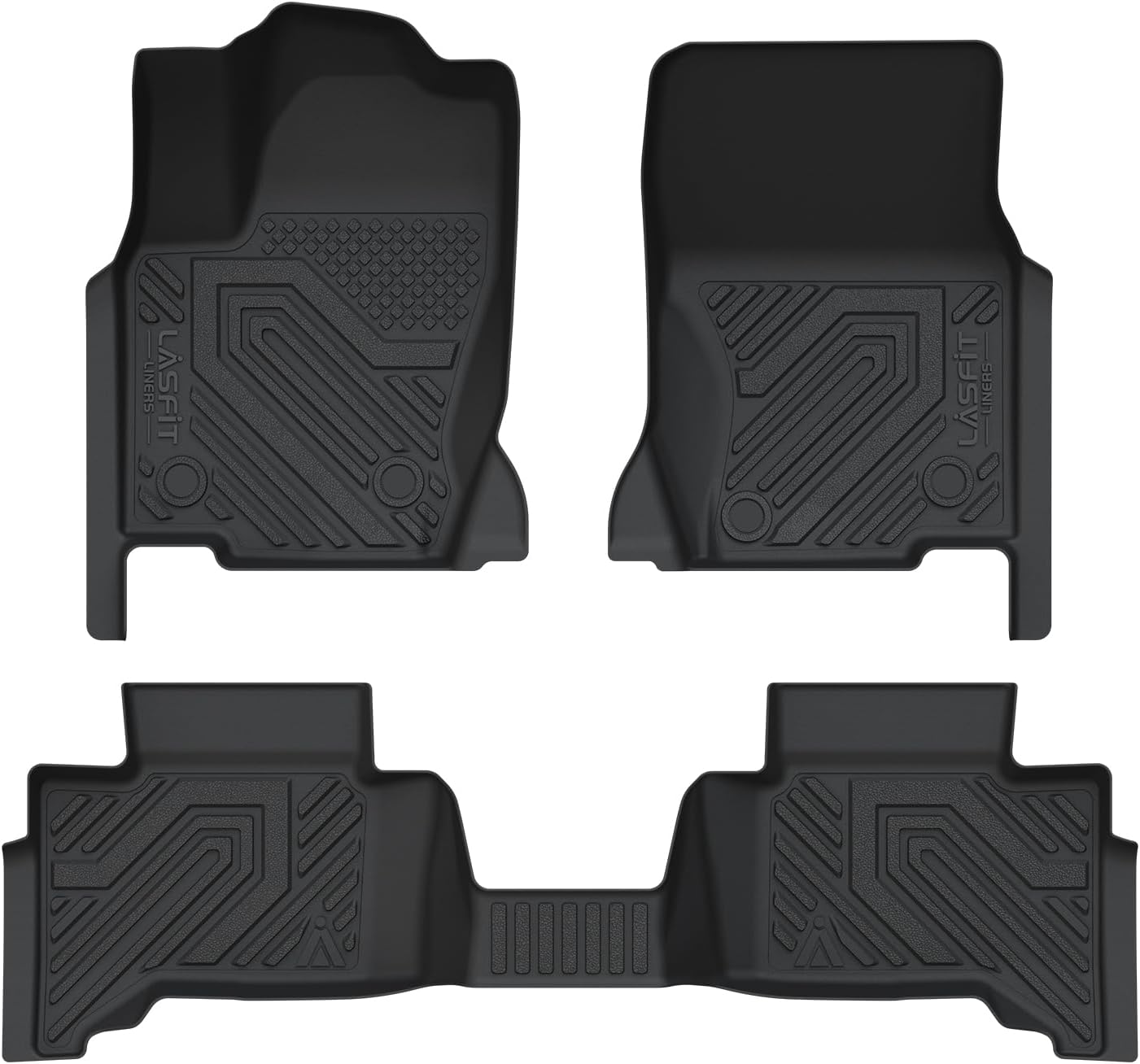 LASFIT Floor Mats Custom Fit for Toyota Land Cruiser 2024 2025, All-Weather Protection TPE 1st & 2nd Row Car Liners for Toyota Accsessories, Black Odor-Less Easy to Clean