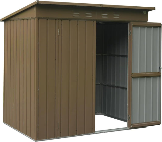 IKERY Metal Storage Shed - 6' x 4' with Double Lockable Doors, Garden and Backyard Tool Shed for Bikes, Weather - Resistant, Dark Gray